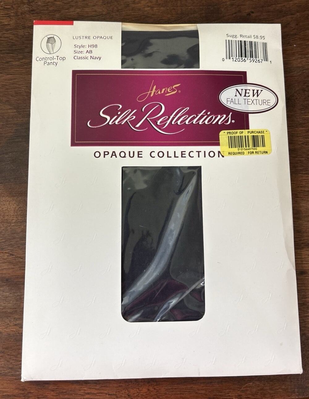 Hanes Silk Reflections Silky Opaque Control Top Pantyhose Navy Blue H98 Size AB